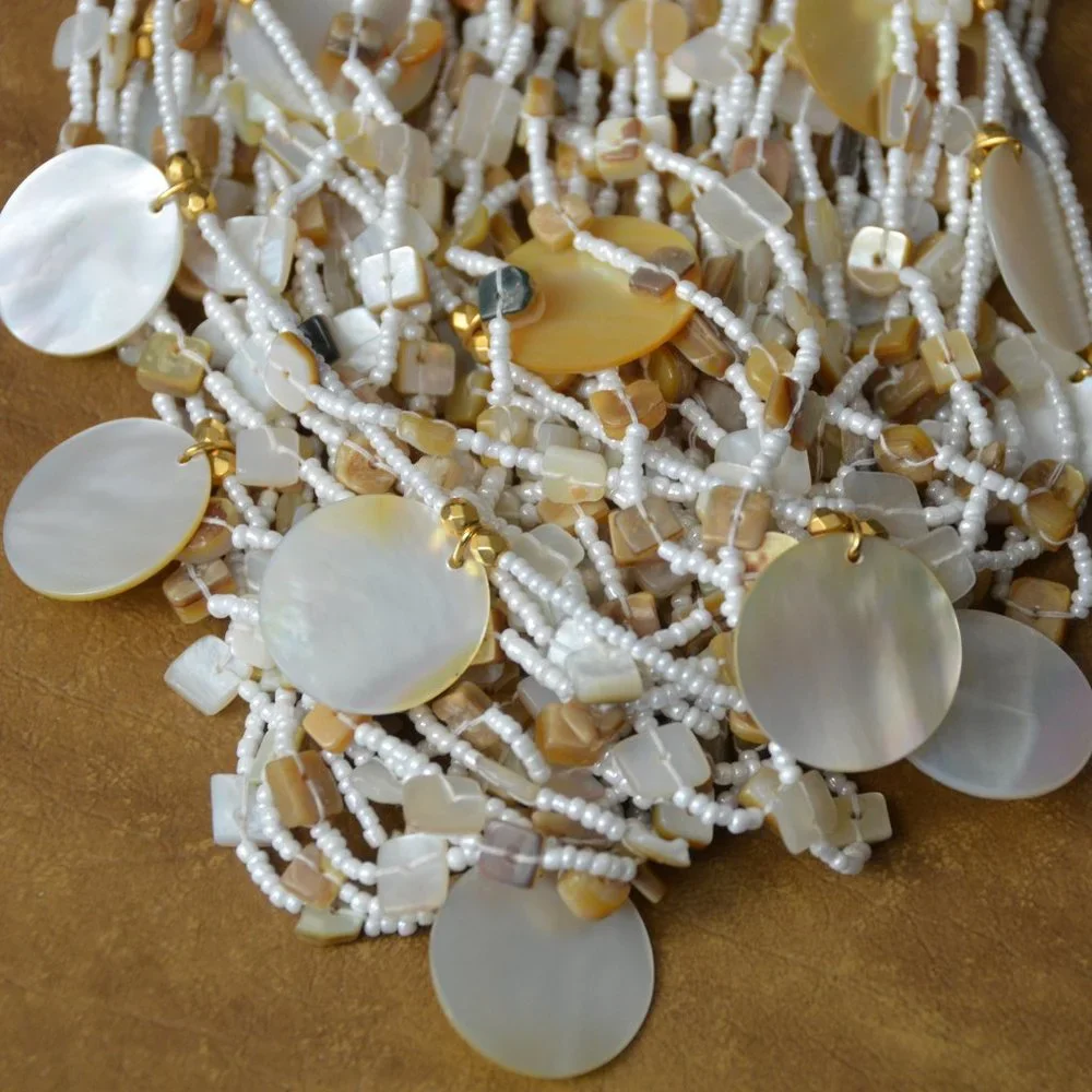 RARE VINTAGE STATEMENT RUNWAY JOSE MARIA BARRERA PEARL 28 STRANDS BEACH NECKLACE - Picture 10 of 14